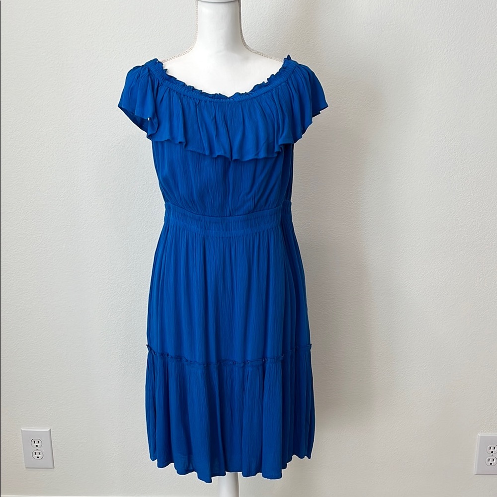 NWT! Tommy Bahama Caicos Crinkle Off The Shoulder Blue Dress Sz M